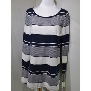 Women´s Banana Republic Navy‎ Blue Stripped Long Sleeve Blouse Size L